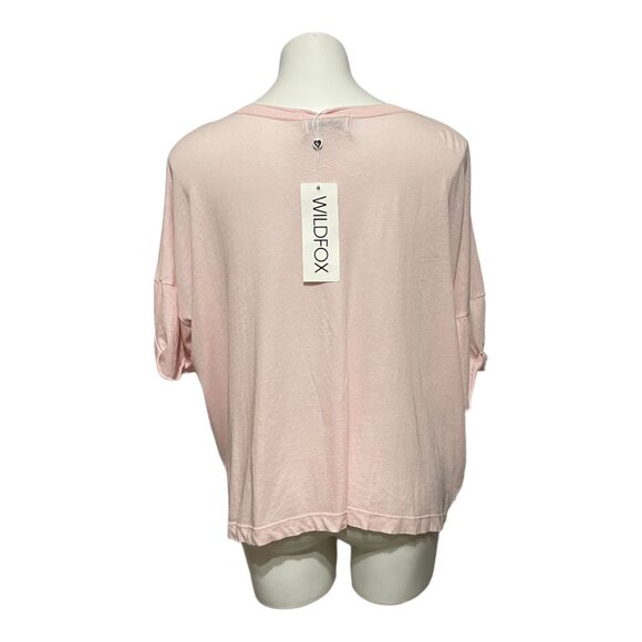 Wildfox Oversized Maxwell Pink Lace Up Half Sleeve Over1/2 sized Top NWT - Picture 4 of 8